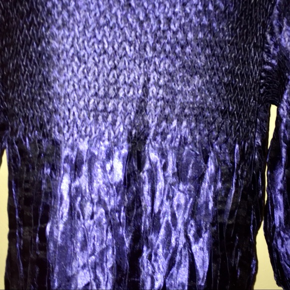 CATO SHINY BLUE LONG SLEEVED TOP WITH WOVEN PATTERN - Picture 2 of 6